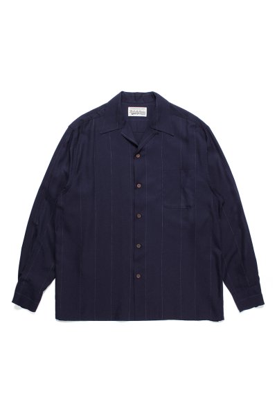 KASURI OPEN COLLAR SHIRT L/S (NAVY)