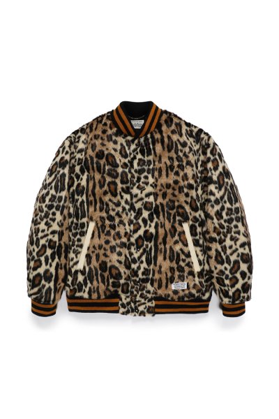 FUR LEOPARD VARSITY JACKET (BEIGE)