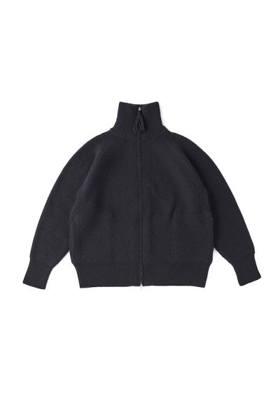 TWEEDY YARN ZIP SWEATER(BLACK)