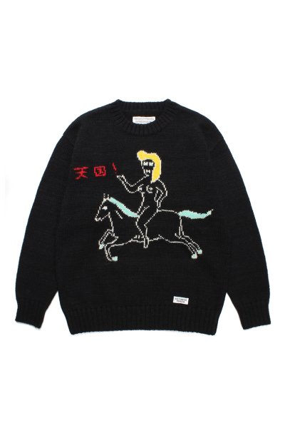 INTARSIA CREW NECK SWEATER (BLACK)