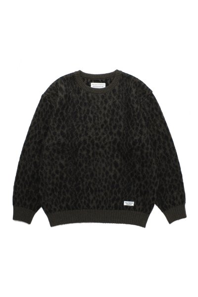 LEOPARD HEAVY MOHAIR CREW NECK SWEATER (KAHKI)