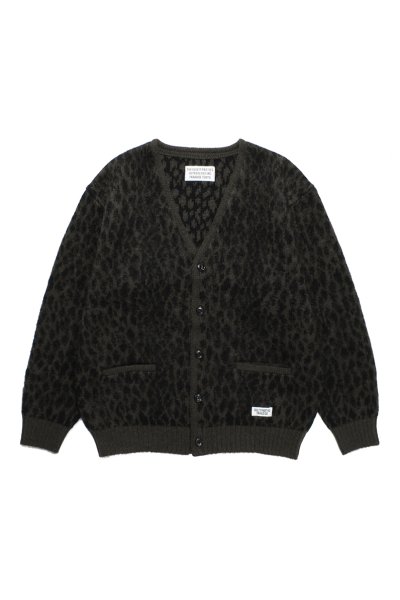 LEOPARD HEAVY MOHAIR CARDIGAN (KAHKI)