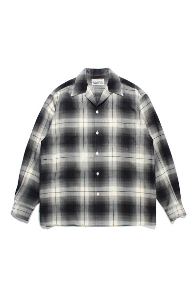 OMBRE CHECK OPEN COLLAR SHIRT L/S ( TYPE-1 ) (WHITE)