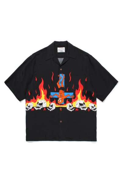 NECK FACE / HAWAIIAN SHIRT S/S ( TYPE-1 ) (BLACK)