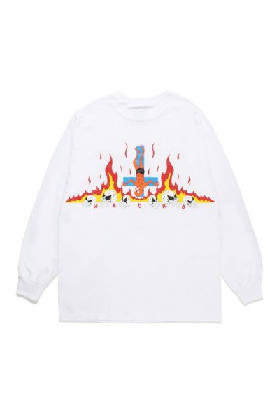 NECK FACE / CREW NECK LONG SLEEVE T-SHIRT ( TYPE-1 ) (WHITE)