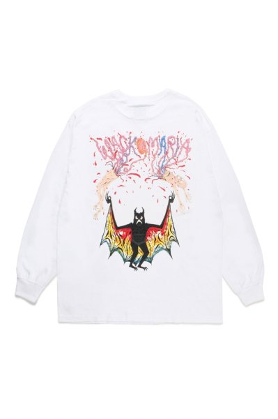 NECK FACE / CREW NECK LONG SLEEVE T-SHIRT ( TYPE-2 ) (WHITE)