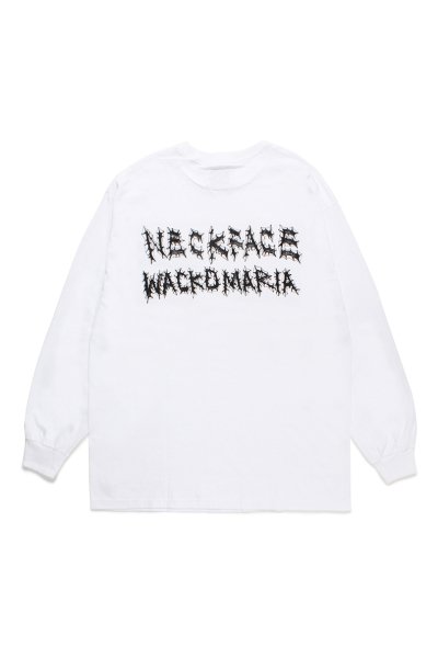 NECK FACE / CREW NECK LONG SLEEVE T-SHIRT ( TYPE-4 ) (WHITE)