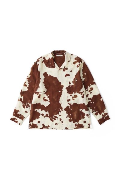 ORIGINAL PRINTED OPEN COLLAR SHIRTS (COW) Long-sleeve (ESPRESSO)