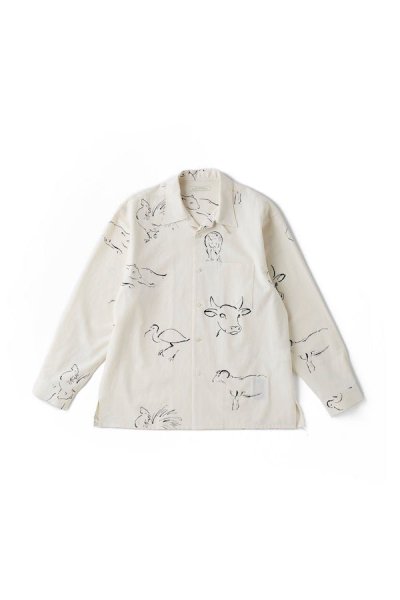 ORIGINAL PRINTED OPEN COLLAR SHIRTS(DRAWING)Long-sleeve (BONE)