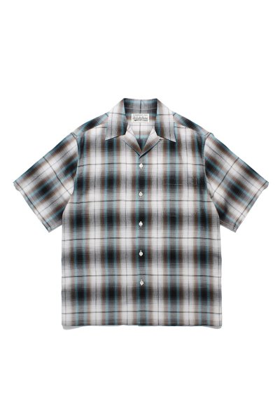 OMBRE CHECK OPEN COLLAR SHIRT S/S ( TYPE-2 ) (WHITE)