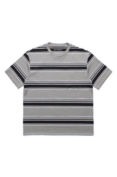 STRIPED CREW NECK T-SHIRT ( TYPE-3 )（GRAY）