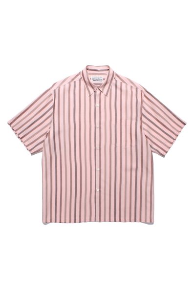 STRIPED REGULAR COLLAR SHIRT S/S (PINK)