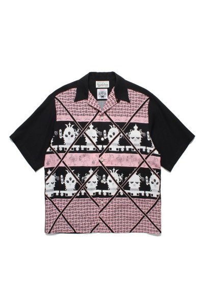 WOLF'S HEAD / 50'S SHIRT S/S ( TYPE-2 ) (PINK-BLACK)