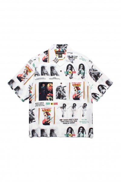 BOB MARLEY / HAWAIIAN SHIRT S/S ( TYPE-1 )（WHITE）