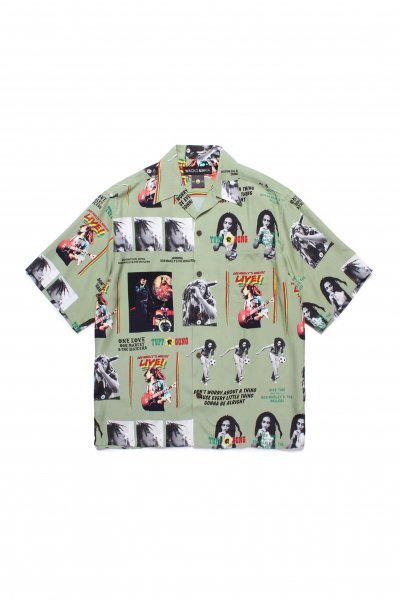 BOB MARLEY / HAWAIIAN SHIRT S/S ( TYPE-1 )（GREEN）