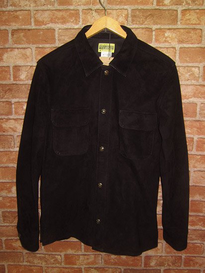 AD-SH-01 SUEDE TWO FLAP POCKETS SHIRT (BLACK)